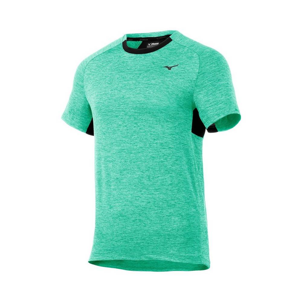 Mizuno Alpha Short Sleeve - Erkek Tişört - Yeşil/Siyah Türkiye (BPAQLV-901)